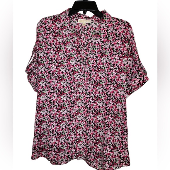 EUC Michael by Michael Kors floral blouse sz L - Picture 1 of 5